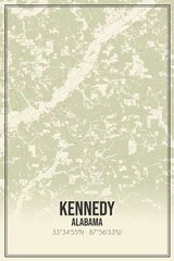 Retro US city map of Kennedy, Alabama. Vintage street map.