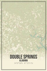 Retro US city map of Double Springs, Alabama. Vintage street map.