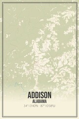 Retro US city map of Addison, Alabama. Vintage street map.