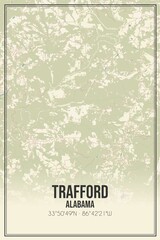 Obraz premium Retro US city map of Trafford, Alabama. Vintage street map.