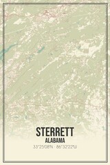 Retro US city map of Sterrett, Alabama. Vintage street map.