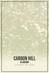 Retro US city map of Carbon Hill, Alabama. Vintage street map.