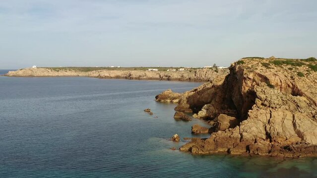 Espagne, sur l'&icirc;le de Minorque, le port naturel d'Addaia et plage d'Arenal d'en Castell