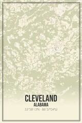 Retro US city map of Cleveland, Alabama. Vintage street map.