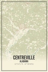 Retro US city map of Centreville, Alabama. Vintage street map.