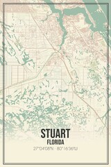 Retro US city map of Stuart, Florida. Vintage street map. - obrazy, fototapety, plakaty