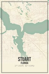 Retro US city map of Stuart, Florida. Vintage street map.