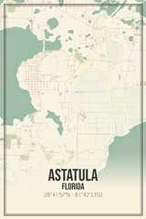 Retro US city map of Astatula, Florida. Vintage street map.