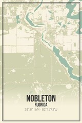 Retro US city map of Nobleton, Florida. Vintage street map.