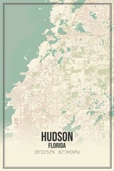 Retro US city map of Hudson, Florida. Vintage street map.
