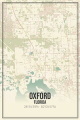Retro US city map of Oxford, Florida. Vintage street map.