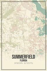 Retro US city map of Summerfield, Florida. Vintage street map.