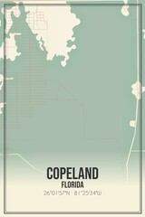 Retro US city map of Copeland, Florida. Vintage street map.