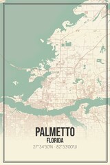 Retro US city map of Palmetto, Florida. Vintage street map.