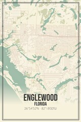 Fototapeta na wymiar Retro US city map of Englewood, Florida. Vintage street map.
