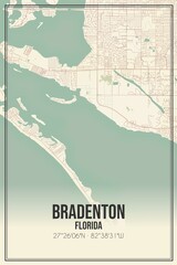 Retro US city map of Bradenton, Florida. Vintage street map.