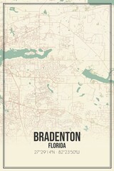 Retro US city map of Bradenton, Florida. Vintage street map.