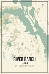 Retro US city map of River Ranch, Florida. Vintage street map.