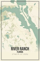Obraz premium Retro US city map of River Ranch, Florida. Vintage street map.