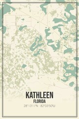 Retro US city map of Kathleen, Florida. Vintage street map.
