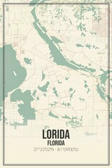 Retro US city map of Lorida, Florida. Vintage street map.