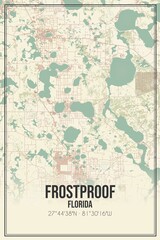 Fototapeta premium Retro US city map of Frostproof, Florida. Vintage street map.