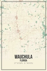Retro US city map of Wauchula, Florida. Vintage street map.