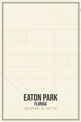 Retro US city map of Eaton Park, Florida. Vintage street map.