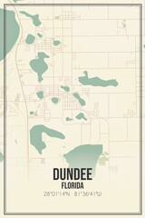 Retro US city map of Dundee, Florida. Vintage street map.