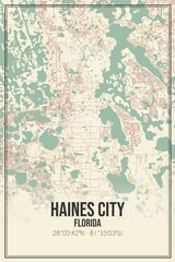 Retro US city map of Haines City, Florida. Vintage street map.