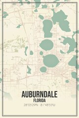 Retro US city map of Auburndale, Florida. Vintage street map.