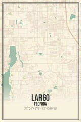 Retro US city map of Largo, Florida. Vintage street map.