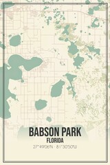 Retro US city map of Babson Park, Florida. Vintage street map.