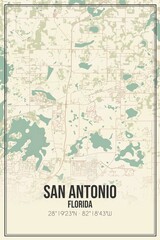 Retro US city map of San Antonio, Florida. Vintage street map.