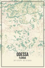 Retro US city map of Odessa, Florida. Vintage street map.