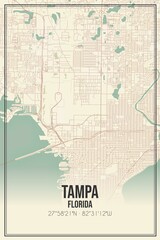 Fototapeta premium Retro US city map of Tampa, Florida. Vintage street map.