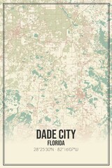 Retro US city map of Dade City, Florida. Vintage street map.
