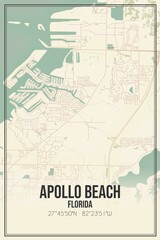 Retro US city map of Apollo Beach, Florida. Vintage street map.