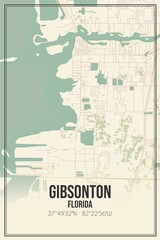 Retro US city map of Gibsonton, Florida. Vintage street map.