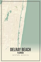 Retro US city map of Delray Beach, Florida. Vintage street map.