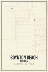 Retro US city map of Boynton Beach, Florida. Vintage street map.