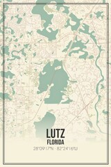 Obraz premium Retro US city map of Lutz, Florida. Vintage street map.