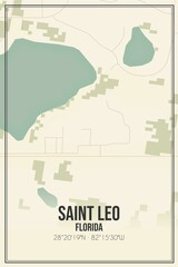 Retro US city map of Saint Leo, Florida. Vintage street map.