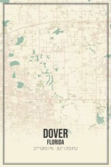 Retro US city map of Dover, Florida. Vintage street map.