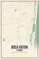 Retro US city map of Boca Raton, Florida. Vintage street map.