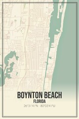Retro US city map of Boynton Beach, Florida. Vintage street map.