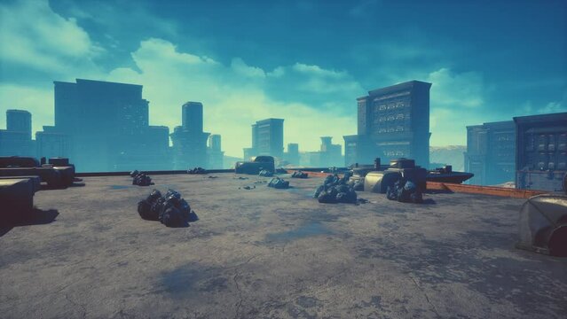 Post apocaliptic landscape of city