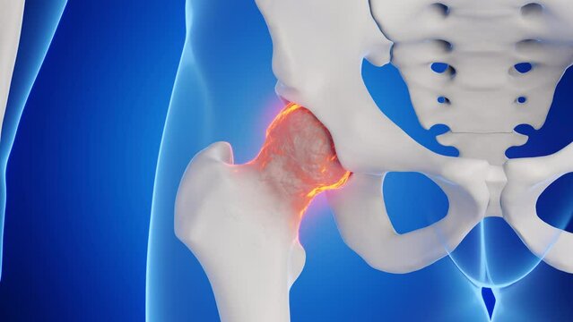 3d rendered medical animation of the hip joint of a man