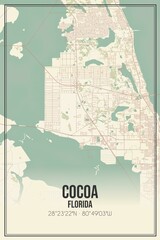 Retro US city map of Cocoa, Florida. Vintage street map.