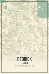 Retro US city map of Reddick, Florida. Vintage street map.